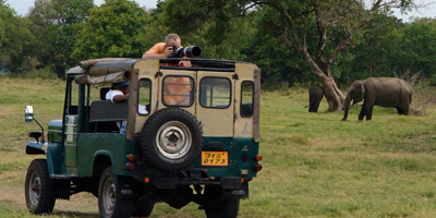 Jeep on a trail in Wasgamuwa